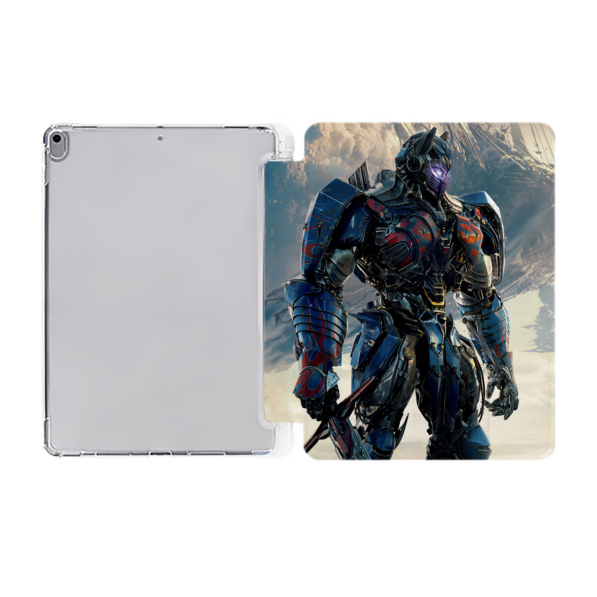 （画像用） Transformers トランスフォーマー IPad ケース ペン収納付き 三つ折りスタンド PUレザー×シリコン 対応機種9.5/10.5/10.9インチ